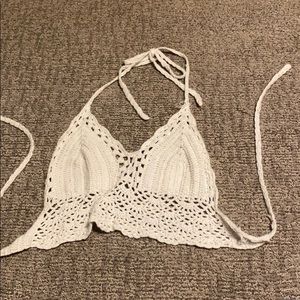 White Knitted crop top